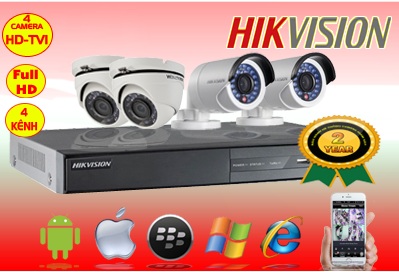 Bộ Kit 4 Camera HD-TVI - 01 Đầu Ghi DS-7104HGHI-E1